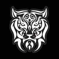 Tiger face sticker black and white for printing vector