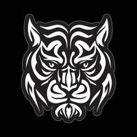 Tiger face sticker black and white for printing vector