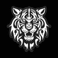 Tiger face sticker black and white for printing vector