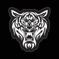 Tiger face sticker black and white for printing vector