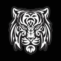 Tiger face sticker black and white for printing vector