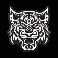 Tiger face sticker black and white for printing vector