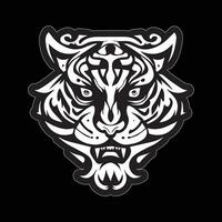 Tiger face sticker black and white for printing vector