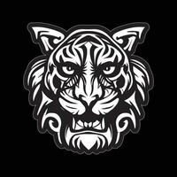 Tiger face sticker black and white for printing vector