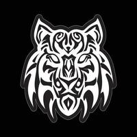 Tiger face sticker black and white for printing vector