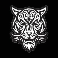 Tiger face sticker black and white for printing vector