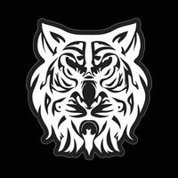 Tiger face sticker black and white for printing vector