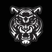 Tiger face sticker black and white for printing vector