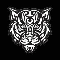 Tiger face sticker black and white for printing vector