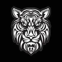 Tiger face sticker black and white for printing vector