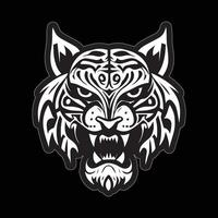 Tiger face sticker black and white for printing vector