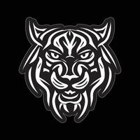 Tiger face sticker black and white for printing vector