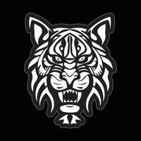 Tiger face sticker black and white for printing vector