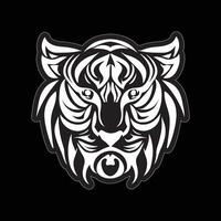 Tiger face sticker black and white for printing vector