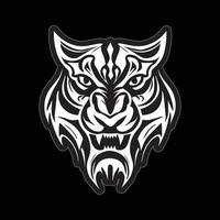 Tiger face sticker black and white for printing vector