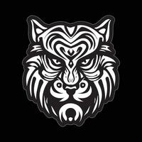 Tiger face sticker black and white for printing vector