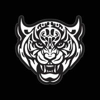 Tiger face sticker black and white for printing vector