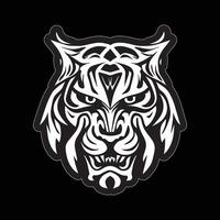 Tiger face sticker black and white for printing vector