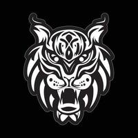 Tiger face sticker black and white for printing vector