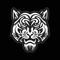 Tiger face sticker black and white for printing vector