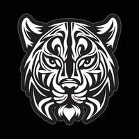 Tiger face sticker black and white for printing vector