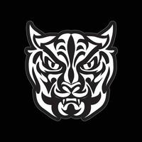 Tiger face sticker black and white for printing vector