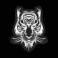 Tiger face sticker black and white for printing vector