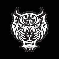 Tiger face sticker black and white for printing vector