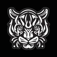 Tiger face sticker black and white for printing vector