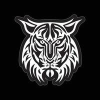 Tiger face sticker black and white for printing vector