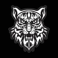 Tiger face sticker black and white for printing vector