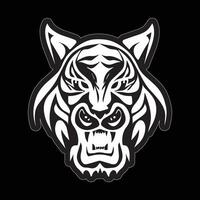 Tiger face sticker black and white for printing vector