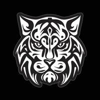 Tiger face sticker black and white for printing vector