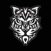 Tiger face sticker black and white for printing vector