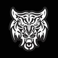 Tiger face sticker black and white for printing vector