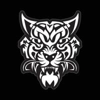 Tiger face sticker black and white for printing vector