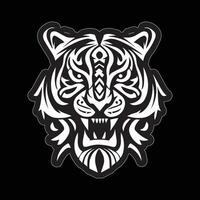 Tiger face sticker black and white for printing vector