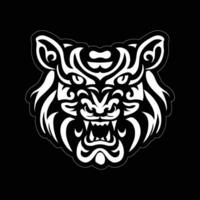 Tiger face sticker black and white for printing vector