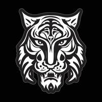 Tiger face sticker black and white for printing vector