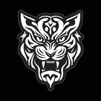 Tiger face sticker black and white for printing vector