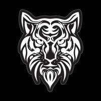 Tiger face sticker black and white for printing vector