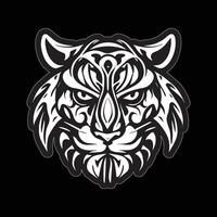 Tiger face sticker black and white for printing vector