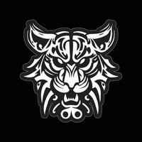 Tiger face sticker black and white for printing vector