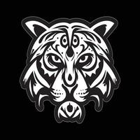 Tiger face sticker black and white for printing vector