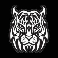 Tiger face sticker black and white for printing vector