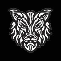 Tiger face sticker black and white for printing vector