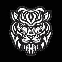 Tiger face sticker black and white for printing vector