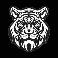 Tiger face sticker black and white for printing vector