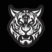 Tiger face sticker black and white for printing vector