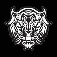 Tiger face sticker black and white for printing vector